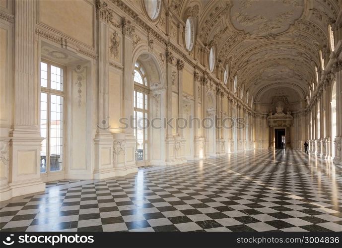 Detail of Galleria di Diana in Venaria, Italy. Luxury royal palace interior