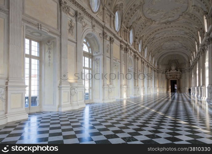 Detail of Galleria di Diana in Venaria, Italy. Luxury royal palace interior