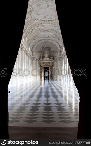 Detail of Galleria di Diana in Venaria, Italy. Luxury royal palace interior
