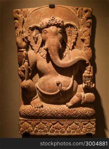 Detail of Ganesha statue, North India, 7-8 century A.D, sandstone