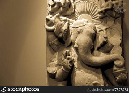 Detail of Ganesha statue, North India, 7-8 century A.D, sandstone