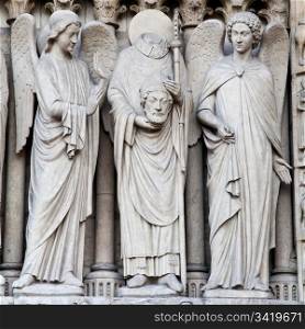 Detail of gothic Cathedral of Notre Dame in Paris