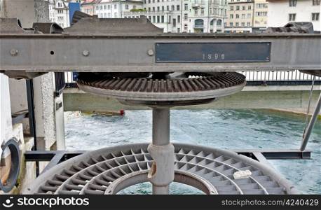 Detail of Lifting Gear of Bridge over the River Reuss in Lucerne, Switzerland