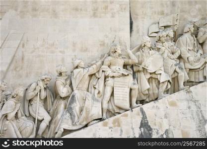 Detail of Monument to the Discoveries in Lisbon, Portugal.