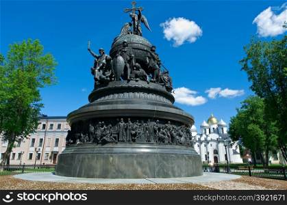 Detail of Monument to the Millennium of Russia in Veliky Novgorod , Russia