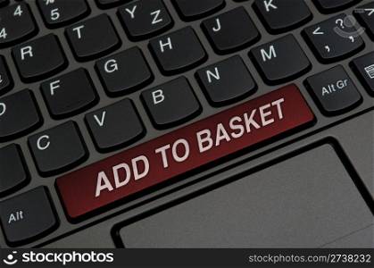 Detail of Notebook Keyboard With Add to Basket Sign