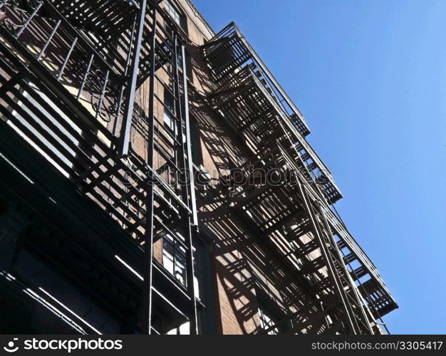 detail of old houses in New York City