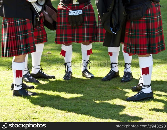 Detail of original Scottish kilts, during Highlands games