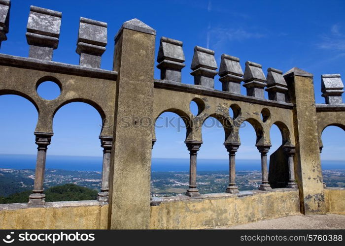 Detail of Pena palace, in the village of Sintra, Lisbon, Portugal