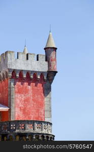 Detail of Pena palace, in the village of Sintra, Lisbon, Portugal