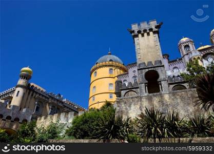 Detail of Pena palace, in the village of Sintra, Lisbon, Portugal