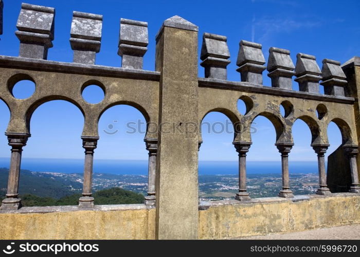 Detail of Pena palace, in the village of Sintra, Lisbon, Portugal