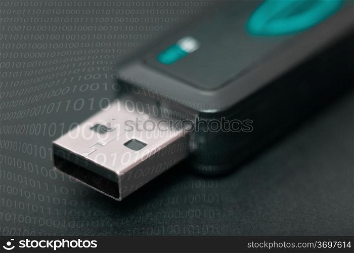 Detail of pendrive in black background