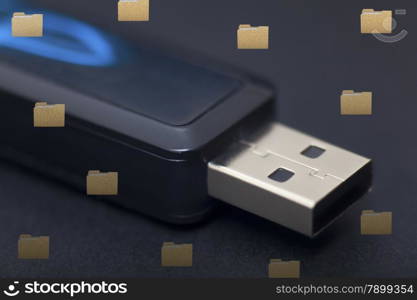 Detail of pendrive in black background