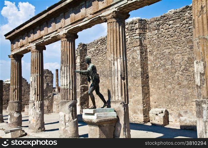 Detail of Pompeii site. The city of was destroyed and completely buried during a long catastrophic eruption of the volcano Mount Vesuvius