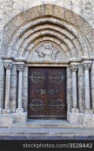 Detail of Portal of the Gothic Church Traunstein, Germany