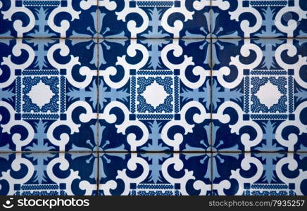 Detail of Portuguese glazed tiles.