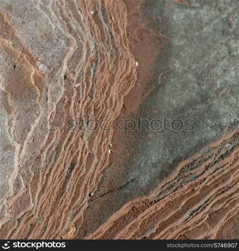 Detail of rock formations at coast, Cavendish Beach, Green Gables, Prince Edward Island, Canada