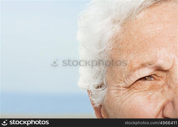 Detail of senior woman's face