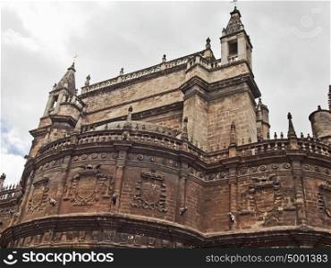 Detail of Seville Cathedral, Andalusia, Spain cloudy day