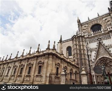 Detail of Seville Cathedral, Andalusia, Spain cloudy day