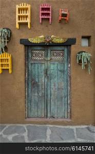 Detail of shutters in a closed window of house, Zona Centro, San Miguel de Allende, Guanajuato, Mexico