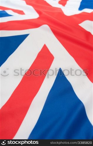Detail of Silky National Flag of Great Britain Flag Drapery - Shallow Depth of Field