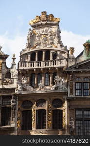 Detail of statues on Maison du Cornet or De Hoorn in Grandplace in Brussels