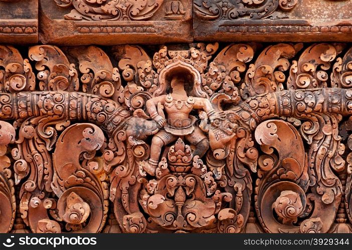 Detail of stone carvings at Banteay Srei. Detail of stone carvings at Banteay Srei Angkor Wat