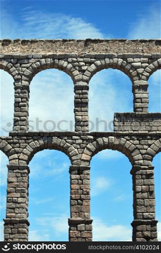 Detail of the Aqueduct of segovia. Spanish landmark