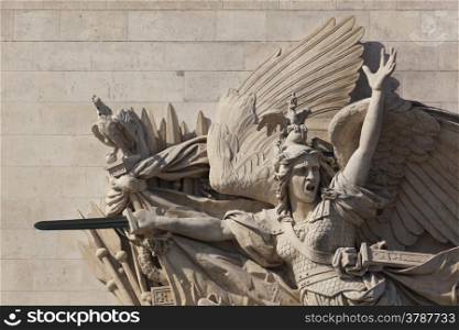 Detail of the Arc de Triomphe, Paris, Ile de france, France