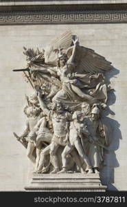 Detail of the Arc de Triomphe, Paris, Ile de france, France