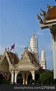 detail of the beautiful temple area Wat Mahathat in Phetchaburi