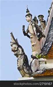 detail of the beautiful temple area Wat Mahathat in Phetchaburi