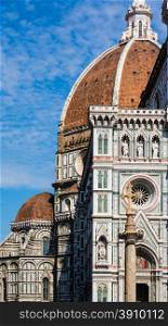 Detail of the Brunelleschi dome and duomo of Florence