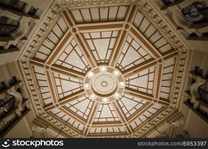Detail of the ceiling beneath the dome of the Flinders Street Railway Station in Melbourne, Victoria, Australia