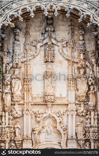 Detail of the Convent of Order of Christ is a religious building and Roman Catholic building in Tomar, Portugal
