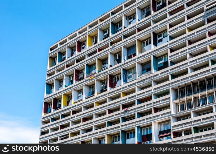 detail of the Corbusierhaus built for the Interbau 1957