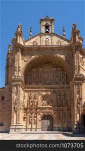 Detail of the facade of Convento de San Estaban in Salamanca Spain. Convent of San Estaban in the center of old Salamanca in Spain