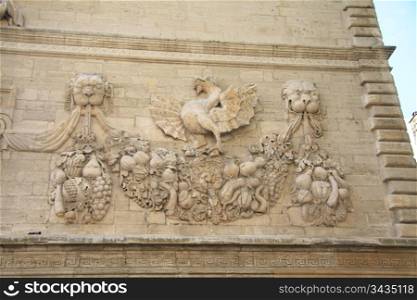 Detail of the facade of the Palais du Pape, ancient castle of the popes in Avignon, France
