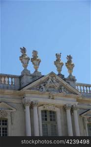 Detail of the facade of the town hall in Carpentras. Hotel-Dieu ( hostel of God) is the old name given to the principal hospital in French towns