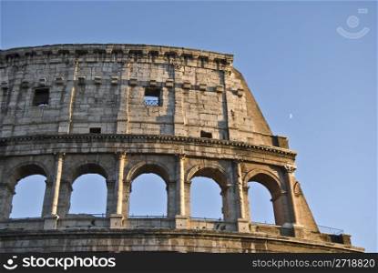 detail of the famous ancient amphitheater in Rome