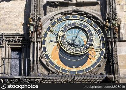 detail of the famous astronomical clock in Prague