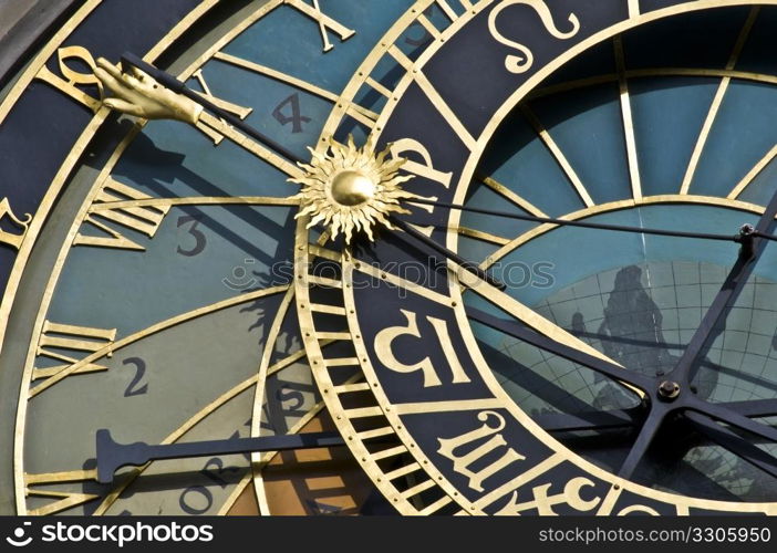 detail of the famous astronomical clock in Prague