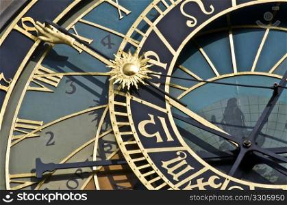detail of the famous astronomical clock in Prague
