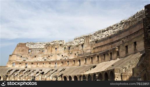 Detail of the famous Colosseum or Coliseum, also known as the Flavian Amphitheatre.