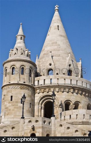detail of the famous fisherman&rsquo;s bastion in Budapest