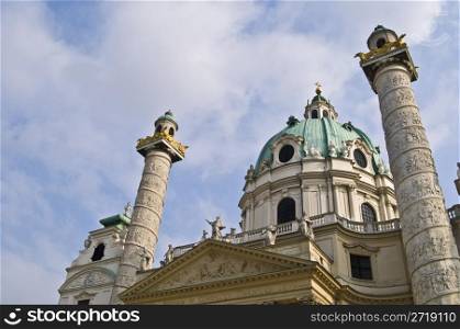 detail of the famous Karlskirche in Vienna
