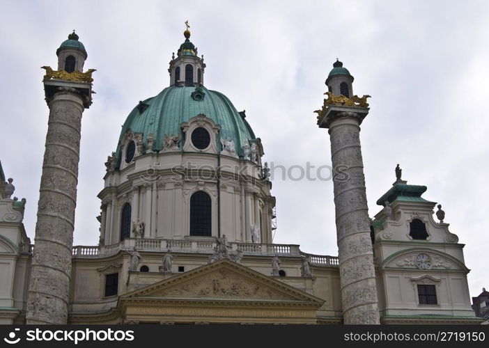 detail of the famous Karlskirche in Vienna