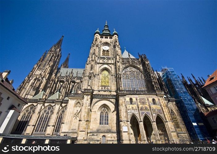 detail of the famous St Vitus Cathedral in Prague